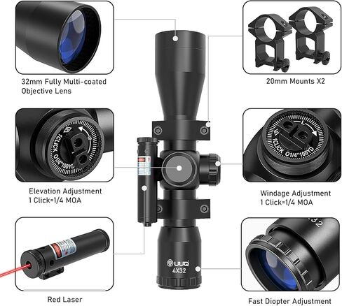 UUQ التكتيكية 4X32 المدمجة .223 .308 نطاق Rangefinder شبكاني / ث 20 مم Picatiny أو 11 مم حلقة تتوافق in Kuwait