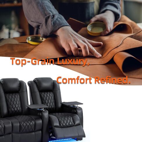Leather Home Theater Seating Classic Series Dual Power Electric Headrest Game Seats Movie Theater Chairs Theater Recliner Sofa with Type-C USB Charger (Black, Row of 3) in Saudi Arabia