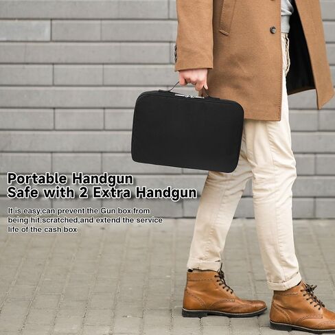 Pistol Safe, Portable Travel Car Gun Safe, Gun Box for Handguns with Key Lock, Gun Safes with Handbag for Car, Home, Travel in Kuwait