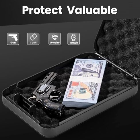 Pistol Safe, Portable Travel Car Gun Safe, Gun Box for Handguns with Key Lock, Gun Safes with Handbag for Car, Home, Travel in Kuwait