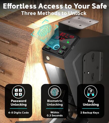 Quick-Access Mounted Nightstand Handgun Gun Safe,Auto Open Lid Smart Pistol Safe with Keypad Lock/Key Lock (QG8002E Keypad) in Saudi Arabia