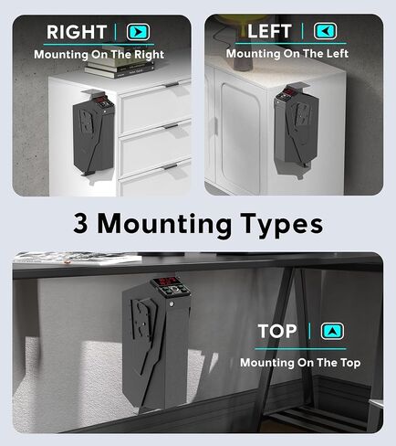 Quick-Access Mounted Nightstand Handgun Gun Safe,Auto Open Lid Smart Pistol Safe with Keypad Lock/Key Lock (QG8002E Keypad) in Saudi Arabia
