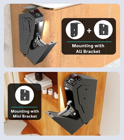 Quick-Access Mounted Nightstand Handgun Gun Safe,Auto Open Lid Smart Pistol Safe with Keypad Lock/Key Lock (QG8002E Keypad) in Saudi Arabia
