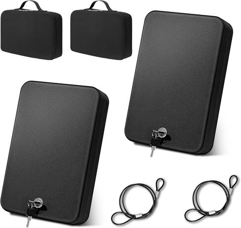 Pistol Safe, Portable Travel Car Gun Safe, Gun Box for Handguns with Key Lock, Gun Safes with Handbag for Car, Home, Travel in Kuwait