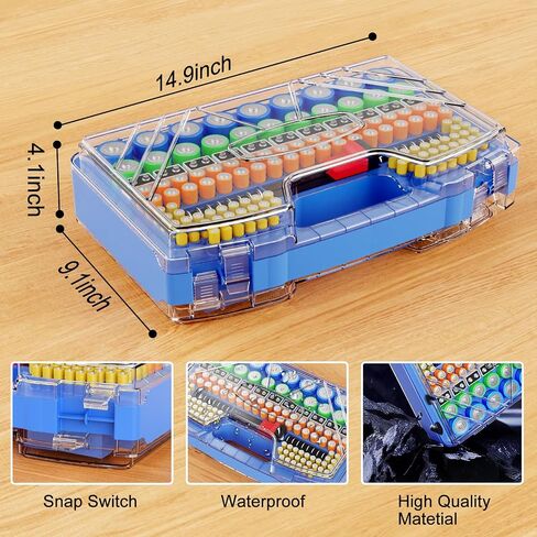 Battery Organizer Storage Holder Box Case with Tester, Stores & Protects Up to 285+ Batteries, Double-Sided and Durable Design,Holds AA AAA 4A C D Cell 9V 3V Lithium LR44 CR2 CR123 (Red) in Saudi Arabia