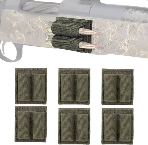 6 PCS 2 Rounds Bullet Holder, Ammo Holder, Cartridge Reloader, Gun Shell Stock Pouch with Adhesive Backing Sticker for Rifle, Shooting, Hunting Accessories in Kuwait