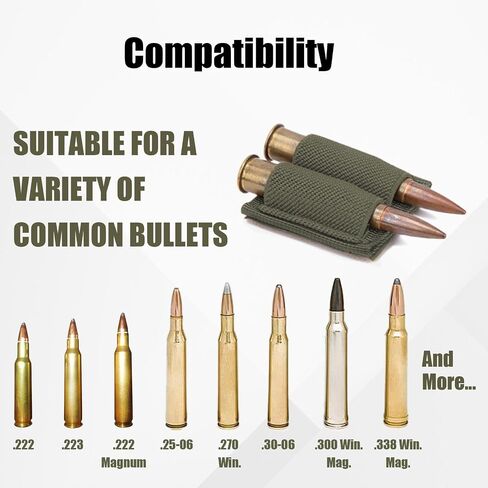 6 PCS 2 Rounds Bullet Holder, Ammo Holder, Cartridge Reloader, Gun Shell Stock Pouch with Adhesive Backing Sticker for Rifle, Shooting, Hunting Accessories in Kuwait