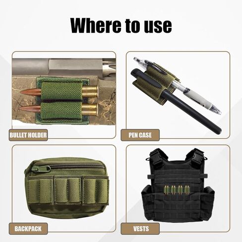6 PCS 2 Rounds Bullet Holder, Ammo Holder, Cartridge Reloader, Gun Shell Stock Pouch with Adhesive Backing Sticker for Rifle, Shooting, Hunting Accessories in Kuwait