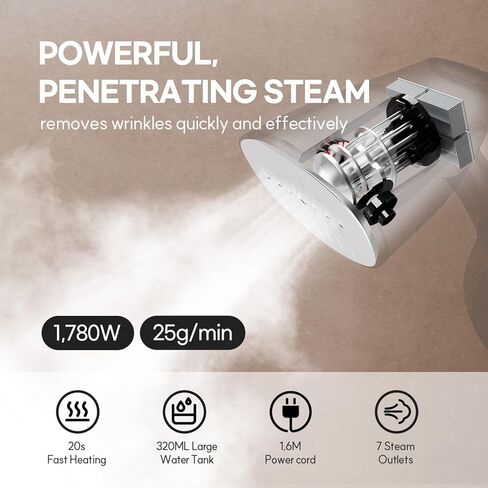 HuBDIC Steamer for Clothes, Portable Handheld Clothing Steamer with 250ML(8.81OZ) Big Capacity, Fabric Steamer 1500 Watts, Fast 25 Seconds Heat-up, Lightweight Fabric Steam Iron for Home and Travel in Saudi Arabia