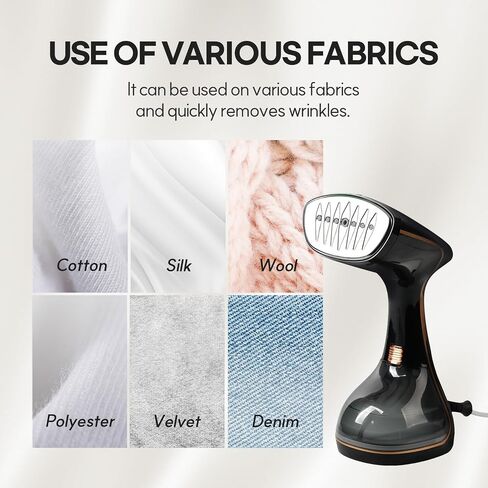 HuBDIC Steamer for Clothes, Portable Handheld Clothing Steamer with 250ML(8.81OZ) Big Capacity, Fabric Steamer 1500 Watts, Fast 25 Seconds Heat-up, Lightweight Fabric Steam Iron for Home and Travel in Saudi Arabia