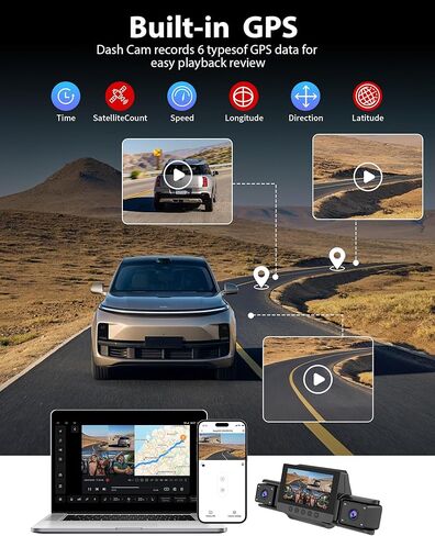 4 Channel Dash Cam 360° View,4K Front and Rear Inside Left Right,Full HD Dash Camera for Cars,Included 32GB Card,Built-in 5G WiFi GPS & APP Control, 3" IPS Screen, 24H Parking Mode in Saudi Arabia
