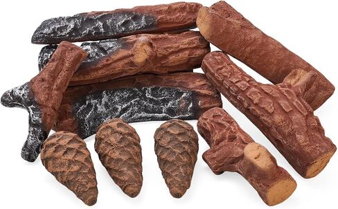 BIOMAND Gas Log for Fireplace, 10 Peice Realistic Ceramic Wood Logs in Saudi Arabia