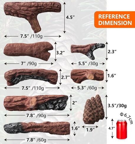 BIOMAND Gas Log for Fireplace, 10 Peice Realistic Ceramic Wood Logs in Saudi Arabia
