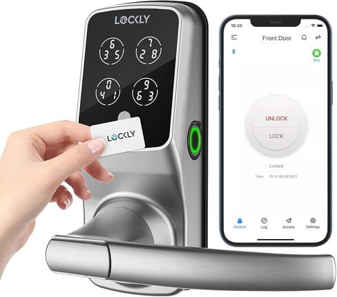 Lockly Secure Plus، قفل ذكي ببطاقة RFID، قفل باب دخول بدون مفتاح، لوحة مفاتيح PIN Genie®، مستشعر بيومتري ثلاثي الأبعاد لبصمات الأصابع، قفل تلقائي - برونزي فينيسي (PGD628FCVB) - إصدار مزلاج in Kuwait