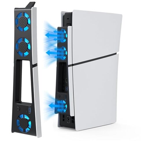 مروحة تبريد لنظام PS5 Slim، مروحة هادئة مع مؤشر ضوء LED أزرق، مروحة تبريد مضيف وحدة التحكم in Kuwait