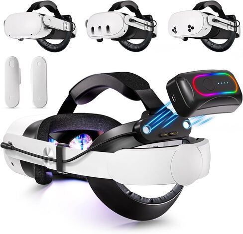 Head Strap with Battery Pack for Oculus/Meta Quest 2-10000mAh Battery Pack Extend 2-4H Playtime - VR Stocking Stuffers for Men - Adjustable Elite Strap Replacement Accessories for Oculus/Meta Quest 2 in Saudi Arabia