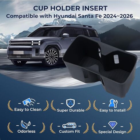 حشوات حامل أكواب لوحدة التحكم المركزية لسيارة Toyota 4Runner 2026 2025 (الجيل السادس)، ملحقات داخلية حامل أكواب TPE لـ 2025-2026 4 Runner، أسود in Kuwait