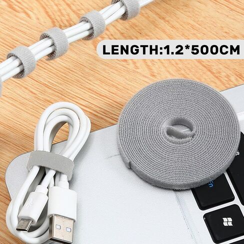 Reusable Cable Management Tie Roll, Multi-Purpose Adjustable Hook and Loop Cord Organizer for Wires, Data Cable Storage, Home Office Use in Saudi Arabia