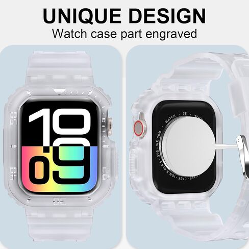 DABAOZA متوافق مع سوار ساعة Apple الشفاف مقاس 44 مم 40 مم 45 مم 41 مم 38 مم، حزام TPU شفاف متين وشفاف للنساء والرجال من مادة TPU لـ iWatch SE 3 2 1 Series 9 8 7 6 5 4 3 2 1 in Kuwait