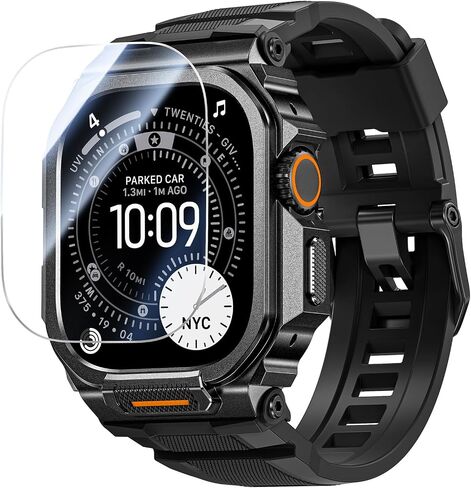 Goton Metal Case with Band for Apple Watch Ultra 3/2/1 49mm with Screen Protector, 360° One-Piece Cover, Drop & Dust Protection, ECG Crown Access, Sport & Everyday Wear for iWatch Ultra, Black in Saudi Arabia