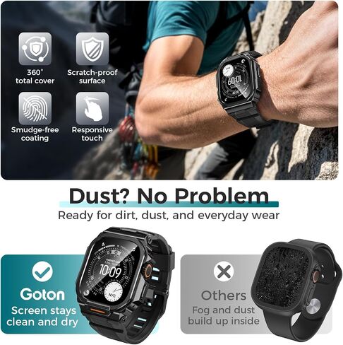 Goton Metal Case with Band for Apple Watch Ultra 3/2/1 49mm with Screen Protector, 360° One-Piece Cover, Drop & Dust Protection, ECG Crown Access, Sport & Everyday Wear for iWatch Ultra, Black in Saudi Arabia