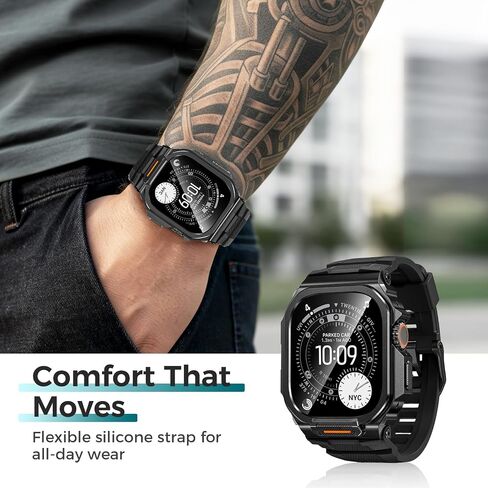 Goton Metal Case with Band for Apple Watch Ultra 3/2/1 49mm with Screen Protector, 360° One-Piece Cover, Drop & Dust Protection, ECG Crown Access, Sport & Everyday Wear for iWatch Ultra, Black in Saudi Arabia