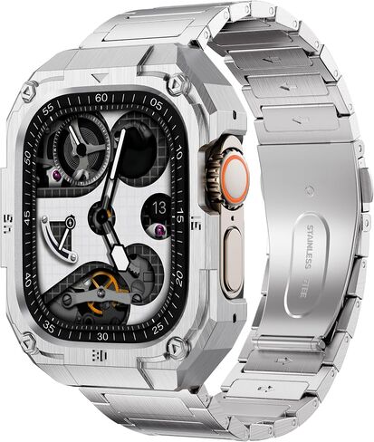 حافظة وسوار من الفولاذ المقاوم للصدأ متوافق مع Apple Watch Ultra 3/2/1 Band/Apple Watch Band 49 مم 46 مم 45 مم 44 مم، سوار iWatch معدني فومال مع حافظة للرجال سلسلة 11 10 9 8 7 6 5 4 SE (ذهبي-3، 49 ملم (Ultra 3/2/1)) in Saudi Arabia