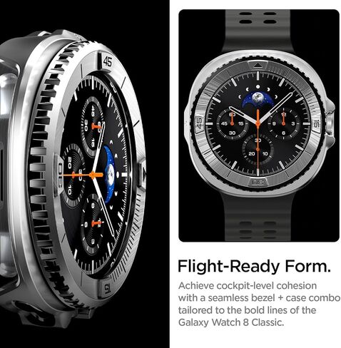 Spigen Bezel Tune Pro (Diver) Designed for Samsung Galaxy Watch 8 Classic 46mm Bezel Ring Protector with Case (2025) - Black in Kuwait