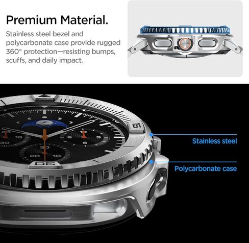 Spigen Bezel Tune Pro (Diver) Designed for Samsung Galaxy Watch 8 Classic 46mm Bezel Ring Protector with Case (2025) - Black in Kuwait