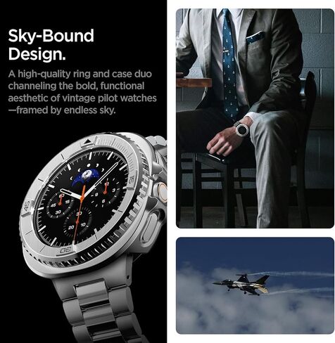 Spigen Bezel Tune Pro (Diver) Designed for Samsung Galaxy Watch 8 Classic 46mm Bezel Ring Protector with Case (2025) - Black in Kuwait