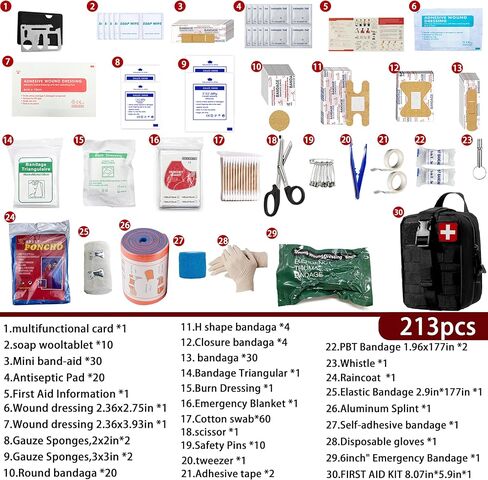 مجموعة الإسعافات الأولية العالمية للصدمات من IFAK مجموعة أدوات النجاة في حالات الطوارئ مناسبة للمنزل، والسيارة، والسفر، والتخييم، والمشي لمسافات طويلة، والرياضة، وحالات الطوارئ الخارجية - أساسيات الإسعافات الأولية للاستجابة السريعة (أحمر) in Kuwait