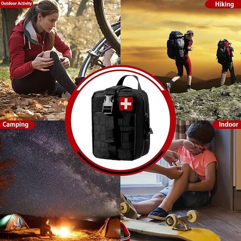 مجموعة الإسعافات الأولية العالمية للصدمات من IFAK مجموعة أدوات النجاة في حالات الطوارئ مناسبة للمنزل، والسيارة، والسفر، والتخييم، والمشي لمسافات طويلة، والرياضة، وحالات الطوارئ الخارجية - أساسيات الإسعافات الأولية للاستجابة السريعة (أحمر) in Kuwait