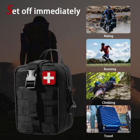 مجموعة الإسعافات الأولية العالمية للصدمات من IFAK مجموعة أدوات النجاة في حالات الطوارئ مناسبة للمنزل، والسيارة، والسفر، والتخييم، والمشي لمسافات طويلة، والرياضة، وحالات الطوارئ الخارجية - أساسيات الإسعافات الأولية للاستجابة السريعة (أحمر) in Kuwait