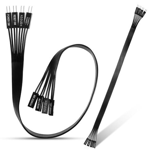 2 حزمة من كابلات تمديد اللوحة الأمامية للوحة الأم، موصل اللوحة الأمامية، شريط مسطح 24awg لمحرك الأقراص الصلبة LED، مؤشر الطاقة LED، مفتاح الطاقة، مفتاح إعادة الضبط، أسلاك علبة الكمبيوتر 30 سم in Kuwait