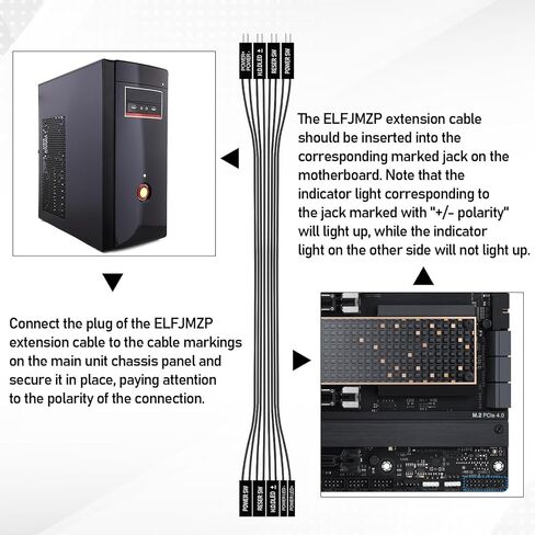 2 حزمة من كابلات تمديد اللوحة الأمامية للوحة الأم، موصل اللوحة الأمامية، شريط مسطح 24awg لمحرك الأقراص الصلبة LED، مؤشر الطاقة LED، مفتاح الطاقة، مفتاح إعادة الضبط، أسلاك علبة الكمبيوتر 30 سم in Kuwait