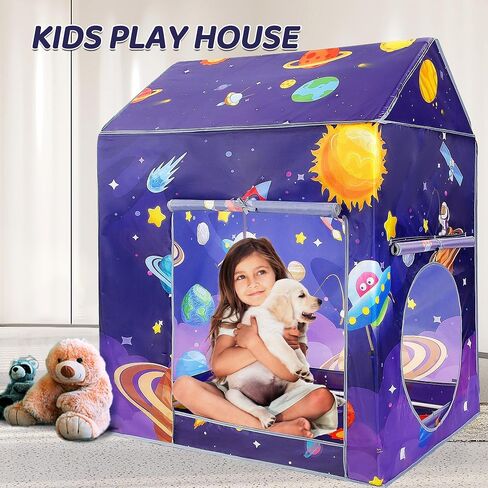 TTLOJ Gift for Christmas Cottage Style Play Tents with Small String Lights for Boys Girls, Castle Tent, Large Playhouse Toy for Toddler Play House, Teepee Tent Indoor Outdoor in Kuwait