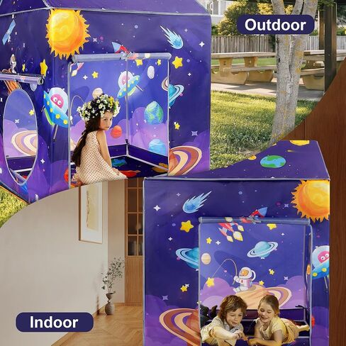TTLOJ Gift for Christmas Cottage Style Play Tents with Small String Lights for Boys Girls, Castle Tent, Large Playhouse Toy for Toddler Play House, Teepee Tent Indoor Outdoor in Kuwait