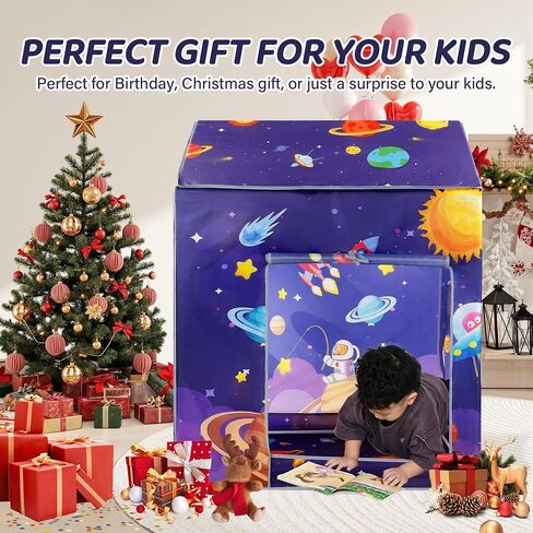 TTLOJ Gift for Christmas Cottage Style Play Tents with Small String Lights for Boys Girls, Castle Tent, Large Playhouse Toy for Toddler Play House, Teepee Tent Indoor Outdoor in Kuwait