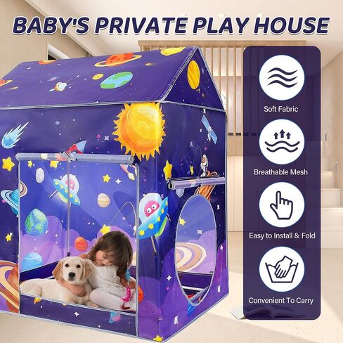 TTLOJ Gift for Christmas Cottage Style Play Tents with Small String Lights for Boys Girls, Castle Tent, Large Playhouse Toy for Toddler Play House, Teepee Tent Indoor Outdoor in Kuwait