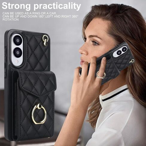 for Samsung Galaxy S25 FE (Not S25) Wallet Case with Card Holder, PU Leather with Crossbody Lanyard Wrist Strap Kickstand Cover for Women for Samsung S25 FE.Lanyard Black in Saudi Arabia