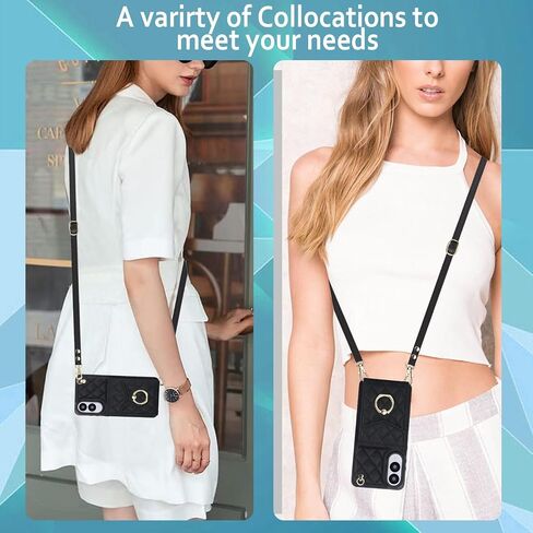 for Samsung Galaxy S25 FE (Not S25) Wallet Case with Card Holder, PU Leather with Crossbody Lanyard Wrist Strap Kickstand Cover for Women for Samsung S25 FE.Lanyard Black in Saudi Arabia