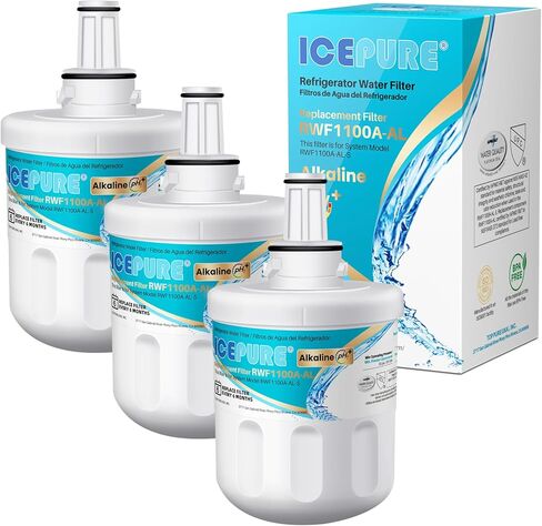 ICEPURE DA29-00003G NSF401&473&53&42&372Certified Refrigerator Water Filter, Replacement for Samsung DA29-00003A, Aqua-Pure Plus DA29-00003B, HAFCU1, RS22HDHPNSR RSG257AARS RF267AERS, HDX-FMS-1, 3Pack in Saudi Arabia