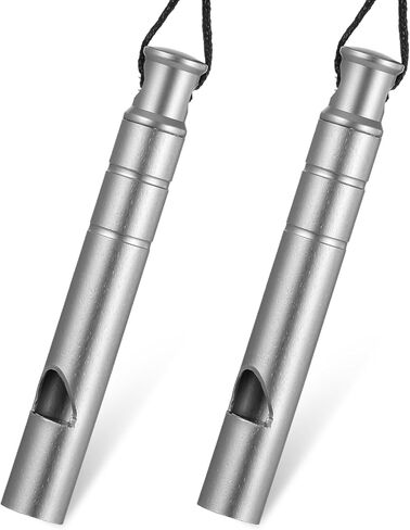 2Pcs Titanium Emergency Whistle 120db Safety Whistle with Lanyard Suitable for Camping Hiking Pet Training Coaching Sports Hang Around Your Neck (Silver) in Saudi Arabia