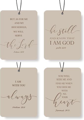 Christian air freshener for car 4Pcs, bow and jesus Hanging Scents for Car Lovers, Bible Quote Gift Air Freshener Hanging in Car Wardrobe Drawer or Book. in Saudi Arabia