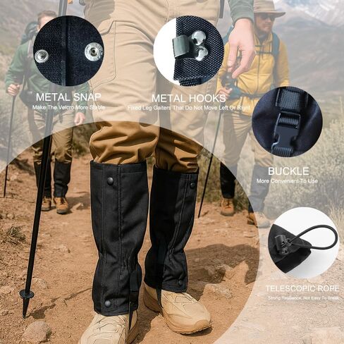 جراميق المشي لمسافات طويلة قابل للتعديل للرجال والنساء، مقاوم للماء وجيد التهوية، جراميق الساق المتين للصيد والثلج والرحلات في الهواء الطلق، جراميق للأحذية ذات الأشرطة المعززة in Kuwait