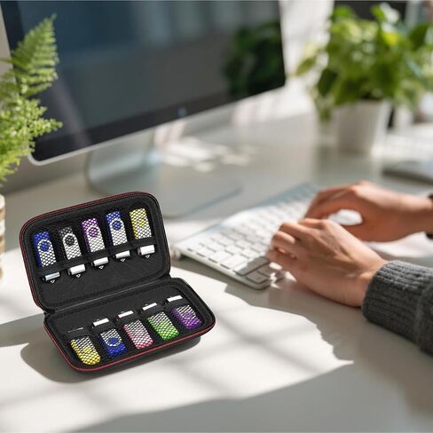 حافظة محرك فلاش مقاومة للحريق 10 فتحات مقاس XL، حافظة USB متوافقة مع Sandisk/لـ PNY/لـ Enfain USB وما إلى ذلك. حامل محرك الإبهام مع مقبض للاستخدام المنزلي والسفر في المكتب - أسود (حقيبة فقط) in Kuwait