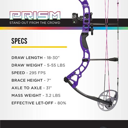 منشور DIAMOND ARCHERY، قوس مركب متين وقابل للتعديل ومجهز بالكامل، اليد اليمنى/اليسرى، وزن السحب 5-55 رطل، 295 إطارًا في الثانية in Kuwait