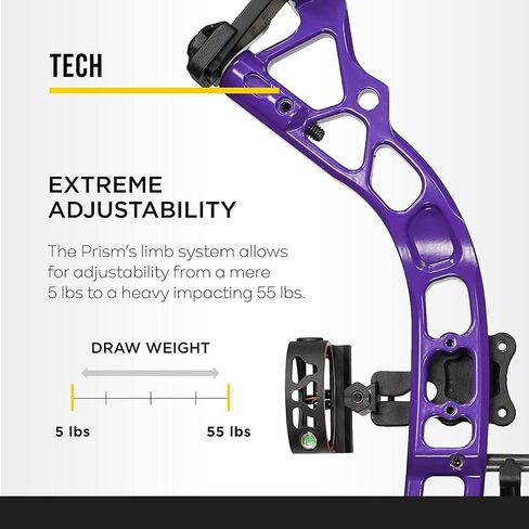 منشور DIAMOND ARCHERY، قوس مركب متين وقابل للتعديل ومجهز بالكامل، اليد اليمنى/اليسرى، وزن السحب 5-55 رطل، 295 إطارًا في الثانية in Kuwait