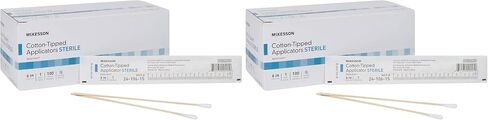 McKesson Cotton-Tipped Applicator Swabstick, Sterile, Wood Shaft, 6 in, 100 Count, 1 Pack in Kuwait