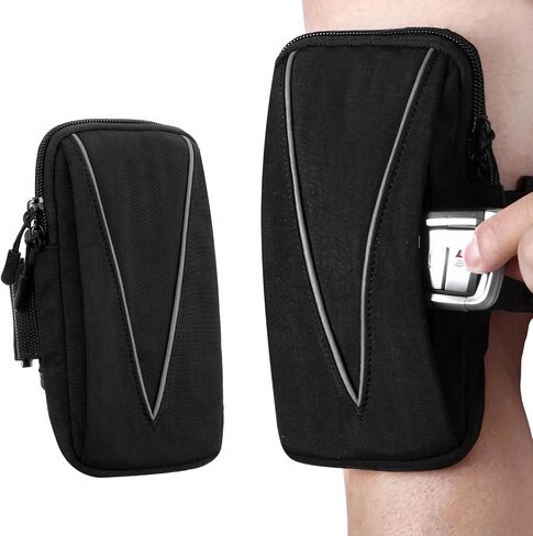 Universal Arm Band for Phone for Running - Armband Cell Phone Holder for Gym, Cycling, Compatible with 17/17Pro/16/15, Reflective & Adjustable (Black) in Saudi Arabia